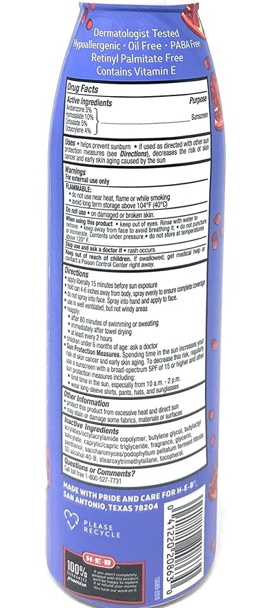 H-E-B Pomegranate Scented Sunscreen Spray - SPF 50-5.5oz bottle