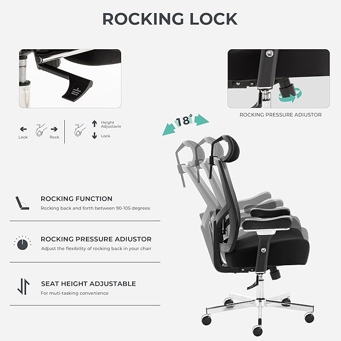 Big and Tall Office Chair 700lbs with Ergonomic W Wide Thick Seat Cushion, Oversized Mesh Desk Chair with Adjustable Lumbar for Heavy People, Computer Chair with 4D Armrest Headrest