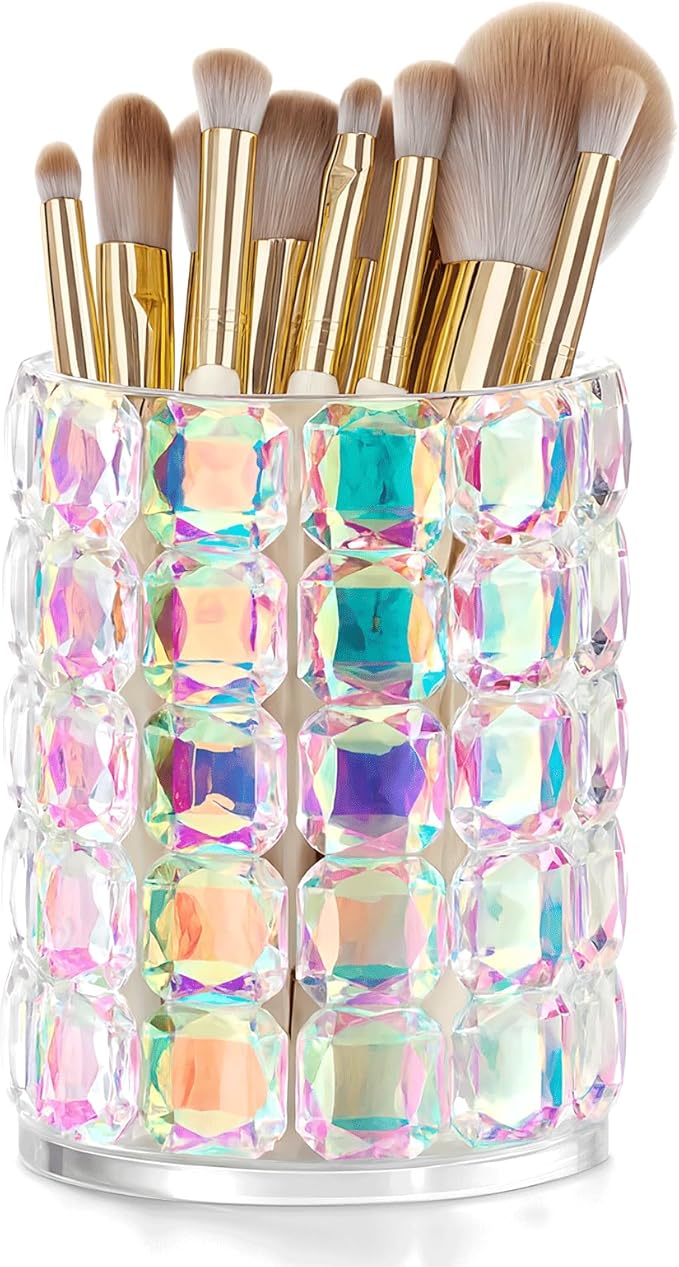 Makeup Organizer,Makeup Brush Holder,Multifunctional Toothbrush Holders,Pen Holder,Utensil Holder, Bathroom Vanity Countertop Canisters,Sparkle Crystals Home Organization and Storage