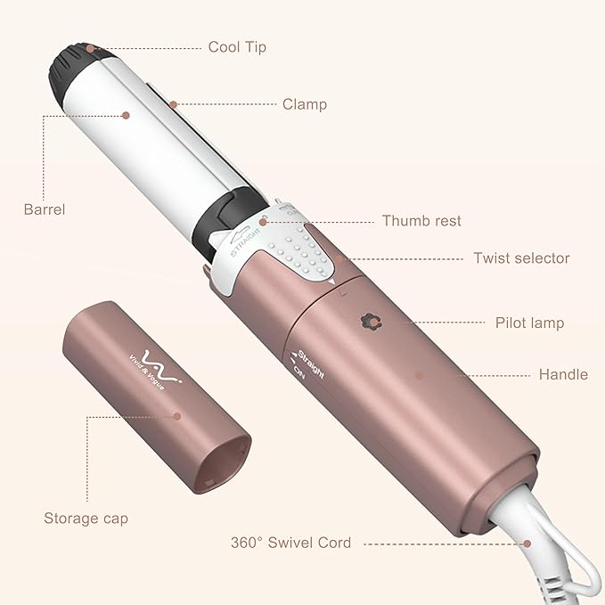 VAV Mini 2 in 1 Hair Iron Hair Straightener & Curler with Rotation Switch, 1 Inch Curling Iron Ceramic Flat Iron 400°F, Portable for Short Hair/Bobs/Bangs/Men, Travel Size Curling Wand Dual Voltage