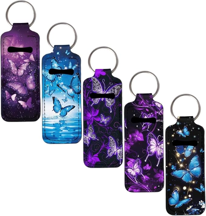 Pensura Chapstick Holder Keychain Fashion 5 Pcs Car Keychain Holder Portable Chapstick Holder Keep from Scratched and Dust