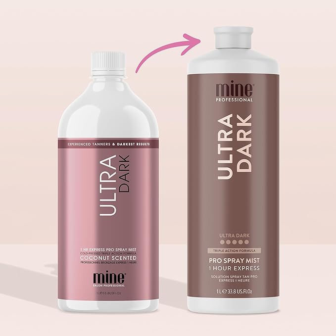 MineTan Spray Tan Solution | Ultra Dark - Fake Tanning Mist Best for Deep Bronzed Glow Skin Finish, Fast Drying, 1 Hour Express, Hydrating, Salon Professional Formula, Vegan, 33.8 Fl Oz