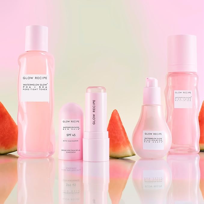 Glow Recipe Skincare Essentials Travel Duo - Watermelon Glow SPF Dew Balm Sunscreen (.58oz) + Niacinamide Dew Drops Serum with Hyaluronic Acid (15ml) - Protect from UVA Rays & Brighten Uneven Skin
