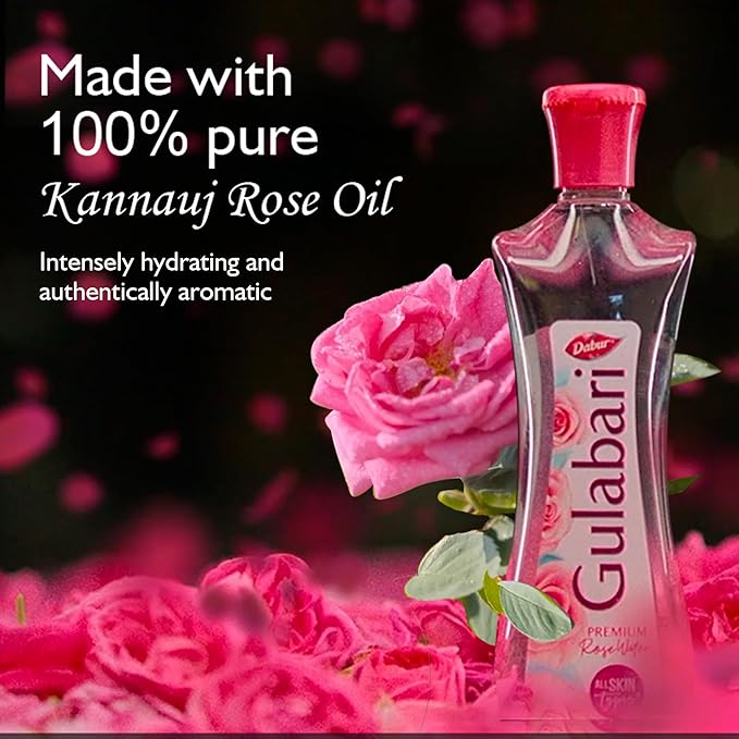 Dabur Gulabari Premium Rose Water Face Toner - 400ml | No Paraben | Alcohol Free | Cleanses, Hydrates & Moisturises | Balances & Restores Skin's pH Levels | For All Skin Types