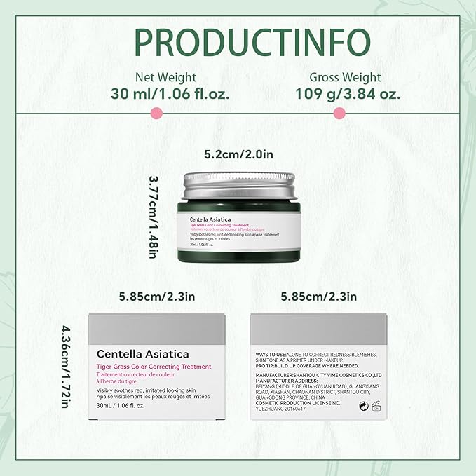 Cica-Infused Color Corrector - All-in-One BB Cream & Tinted Moisturizer for Sensitive Skin, Calms Redness for a Natural, Even Tone, Fair to Medium (1 Count)