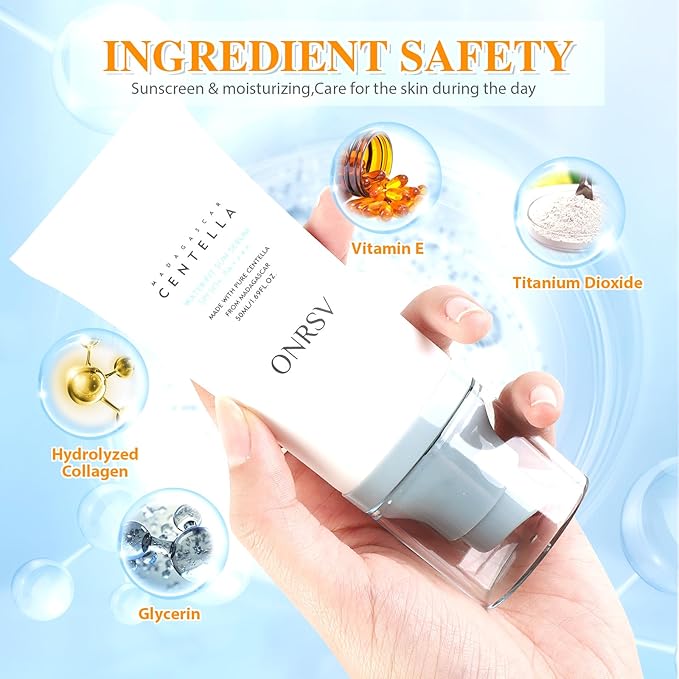 Madagascar Centella Sunscreen SPF50 Facial Serums, Moisturizing and Non-Sticky Centella Water-Fit Sun Protection for All Skin Types