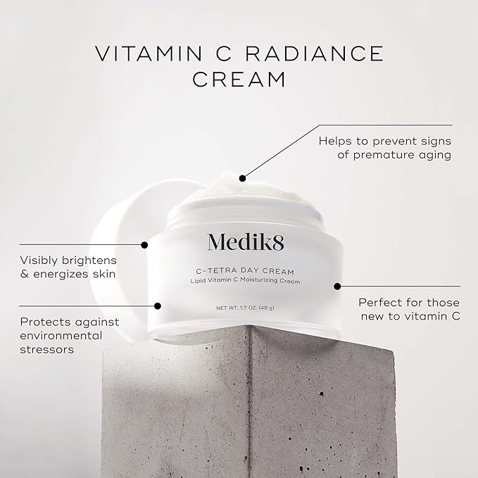 Medik8 C-Tetra Day Cream - Lipid Vitamin C Face Cream - Hydrating, Anti Aging Face Cream - Lightweight Daily Face Moisturizer with Vitamin C - 1.7 oz