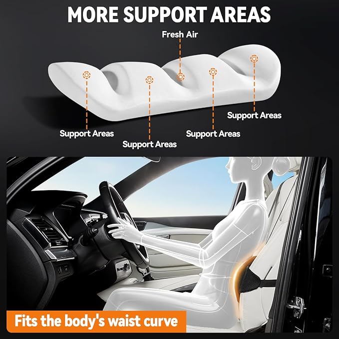 Lumbar Support Pillow for Car,Back Support for Car Seat Cushion,Adjustable Straps Securely Fixed Car Lumbar Support Pillow for Office Chair (Gray)