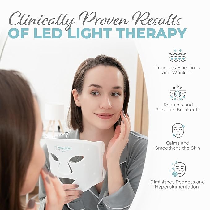 7 Colors LED Face and Neck Mask with Near-Infrared - Blue, Red Light Therapy for Face - 912 LEDs - Skincare Tool for Anti-Aging