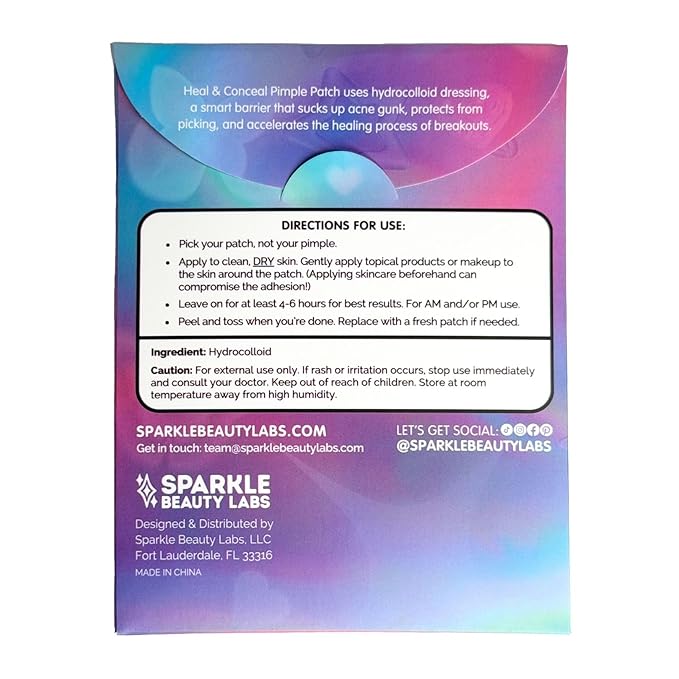 Heal & Conceal Pimple Patch, Cute Holographic Acne Patches For Face, Fun Hydrocolloid Zit Stickers For Breakouts (Holographic Stars - 26 count / 1 sheet)