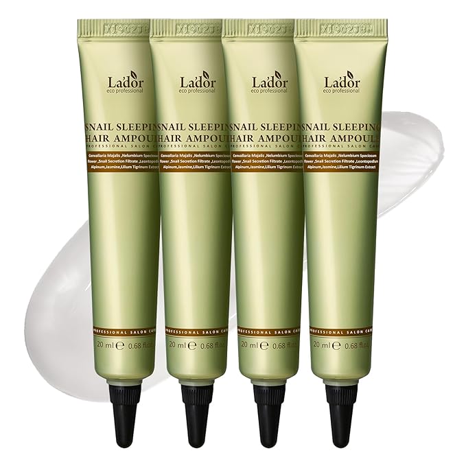 LA'DOR LADOR Snail Sleeping Hair Ampoule Serum - Intensive Overnight Leave-In Mask - Treatment for Frizzy Dry Damaged Thinning Hair Korean Haircare