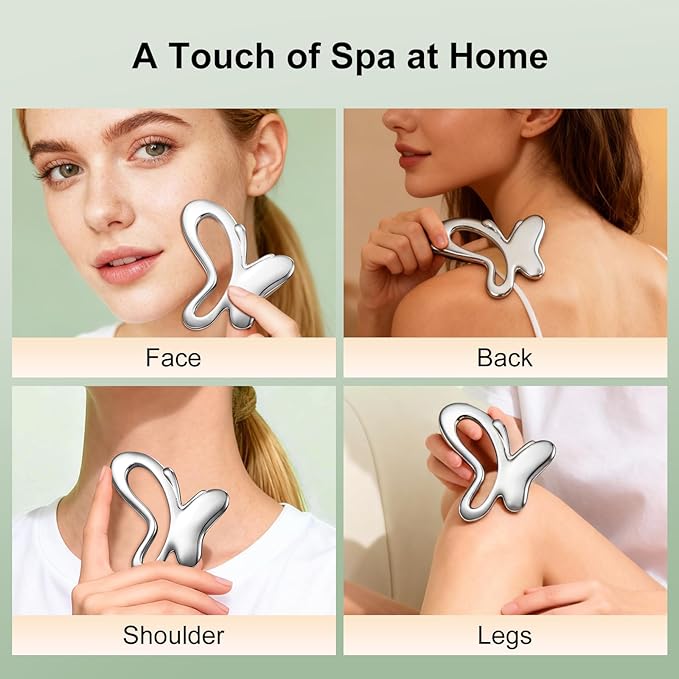 Gua Sha Facial Tools, Upgraded Butterfly Metal Face Massager Tool, Manual Sculpting Beauty Tool for Jawline, Neck & Eye Massage, Skin Care Tools Gift for Women