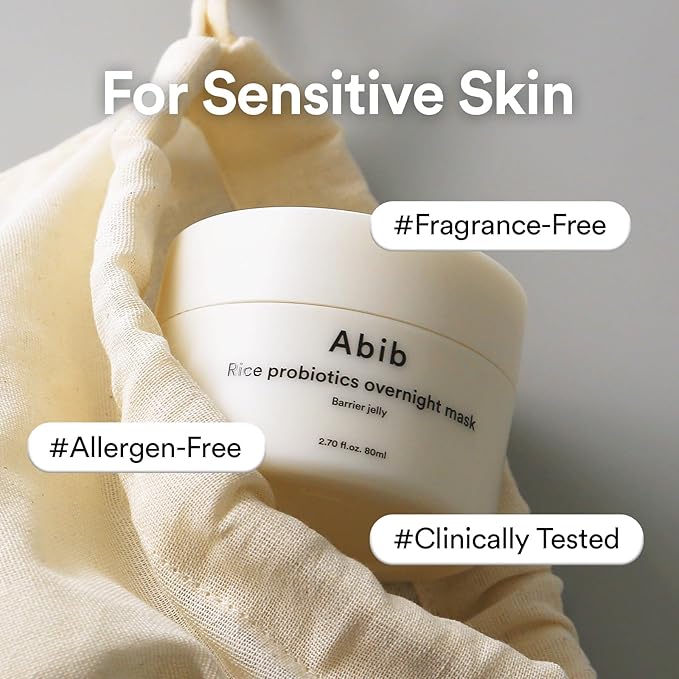 Abib Rice Probiotics Overnight Face Mask Barrier Jelly 2.7 fl oz | Korean Sleeping Mask for Glass Skin | Moisturizing & Slugging Cream