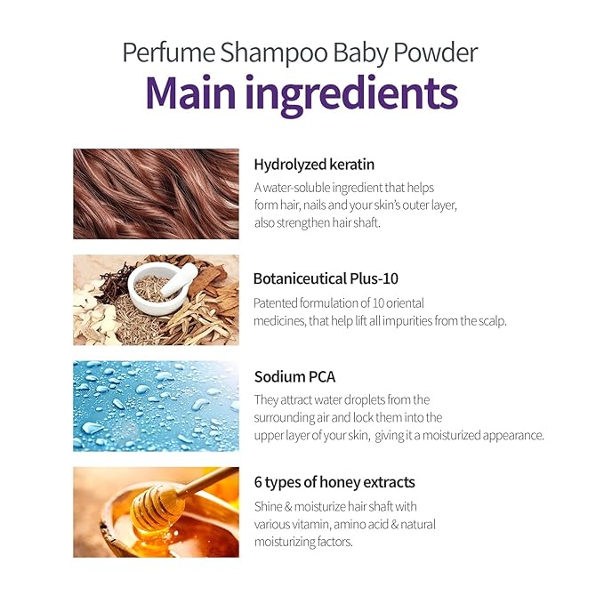 Hydrating Shampoo for Dry Hair, Nourishing Korean Hair Care, Long-Lasting Baby Powder Fragrance, Hydrolyzed Keratin, Paraben-Free, 16.9 fl oz