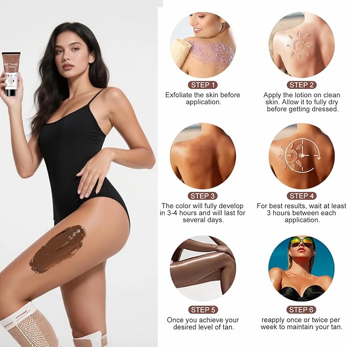Self Tanner Cream,Natural Plant-Based Formula,Self-Adjusting Color for All Skin Tones,Streak-Free Gradually develops Fake Tan,Sunless Tanner lotion,Bronzing Body Cream For Woma & Man,Fair to Dark