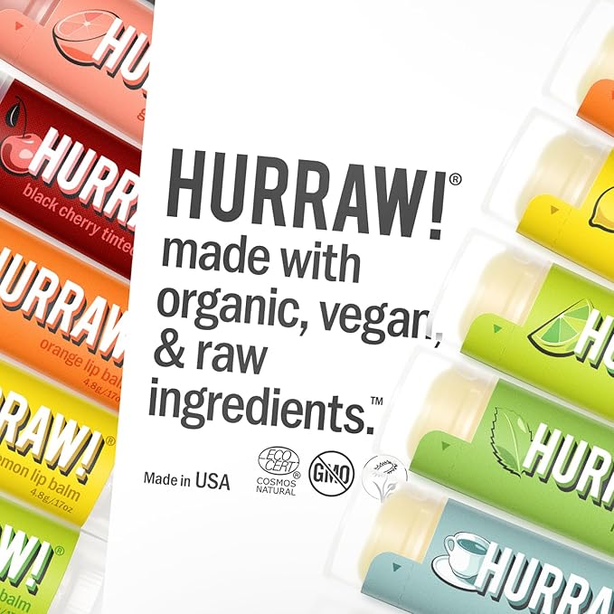 Hurraw! Lime Lip Balm: Organic, Certified Vegan, Cruelty and Gluten Free. Non-GMO, 100% Natural Ingredients. Bee, Shea, Soy and Palm Free. Made in USA