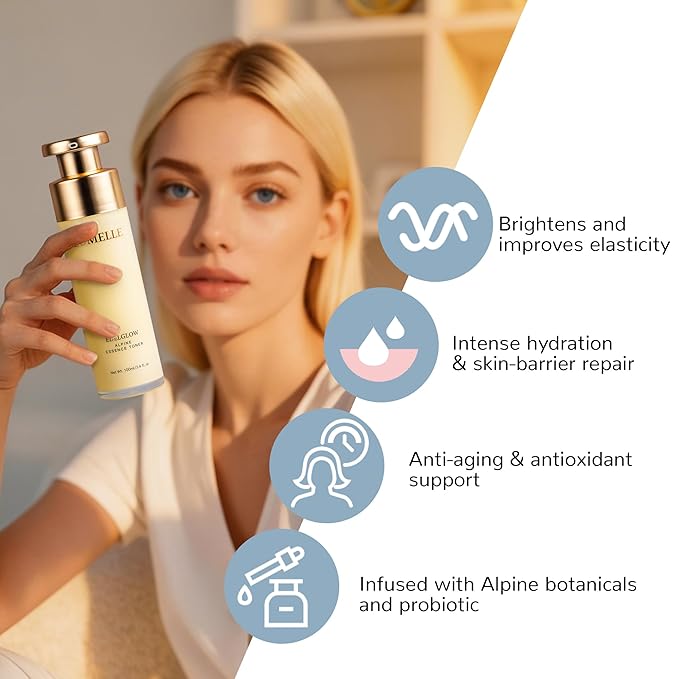 LUMELLE Hydrating Essence Toner with Natural Edelweiss - Intense Hydration & Skin Barrier Repair for Glowing Face Skin Care-100ml/3.4 fl. oz