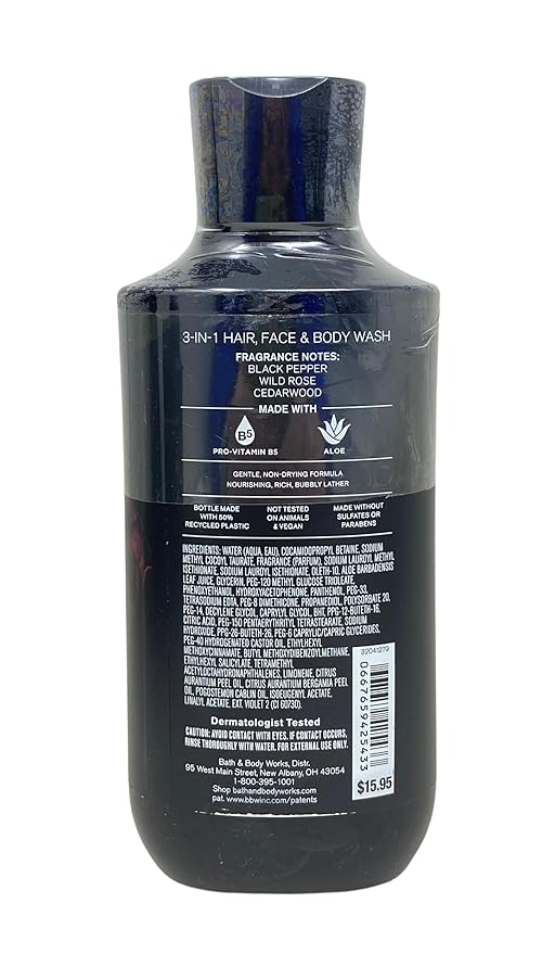 Bath & Body Works The Men's Collection Nocturnal Rose Body Spray and 3-in-1 Hair, Face & Body Wash with a Clay Baby Bar Soap