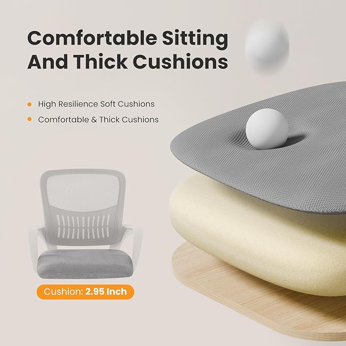 NEWBULIG Home Office Chair Desk Computer Chair Adjustable Ergonomic Lumbar Support Executive Chair with High Density Mesh 360 Degree Swivel Rolling Chair for Men Women Adults Gray