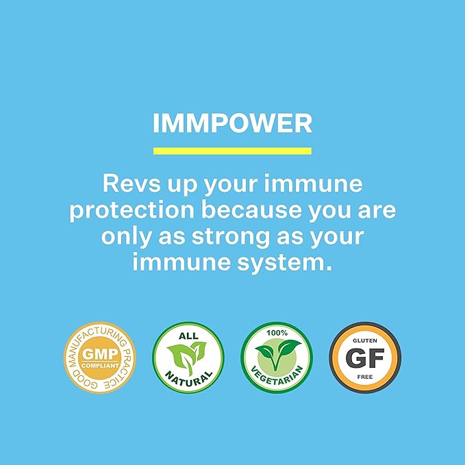 American BioSciences ImmPower AHCC Herbal Mushroom Supplement, 500mg per Capsule for Immune Support, Maintains Natural Killer Cell Activity, Pack of 1, 60 Veggie Capsules