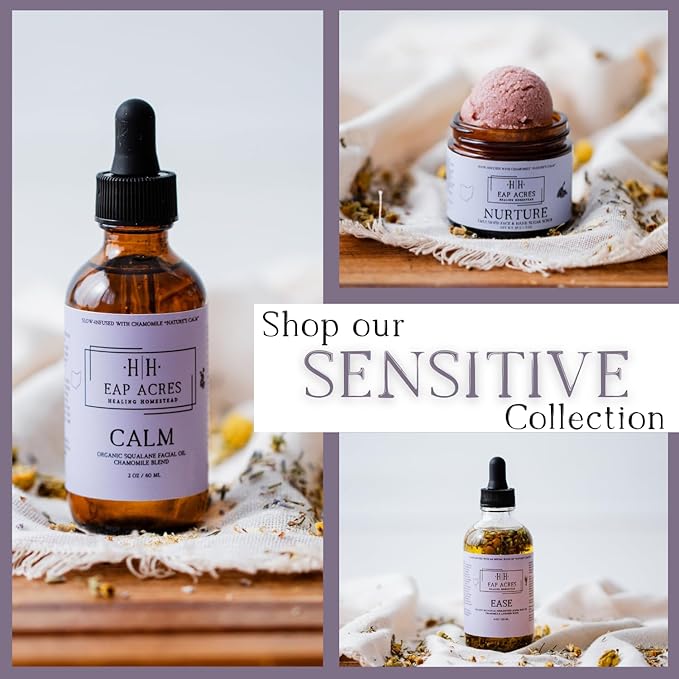 Facial Oil for Dry, Sensitive, Oily, Acne-prone/Mature skin–Organic Squalane oil Infused with Chamomile–Hydrating, Gentle, Soothing, Calming, Eczema, Baby, Nourishing (CALM)