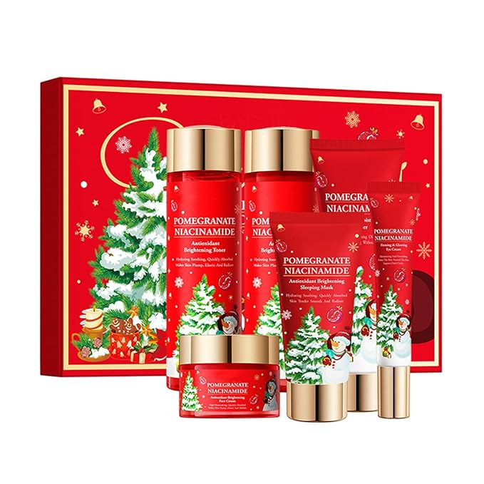 JEATHA Skincare Collection Holiday Gift Set with Facial Cleanser Toner Moisturizing Lotion and Rich Face Cream Pomegranate One Size