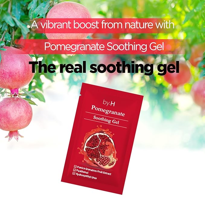 by.H Pomegranate Soothing Gel (30 PCS) - Revitalizing Gel with Natural AHA for Skin Elasticity, Hydration - Antioxidant Effects - Perfect for Wrinkle Prevention, Pure Aloe Vera Alternative