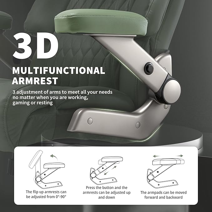Big and Tall Office Chair 700lbs- Large High Back Executive Computer Desk Chair with 3D Flip-Up Arms, Adjustable Lumbar Support, Extra Wide Plus Size Seat, Heavy Duty Metal Base & Quiet Rubber Wheels