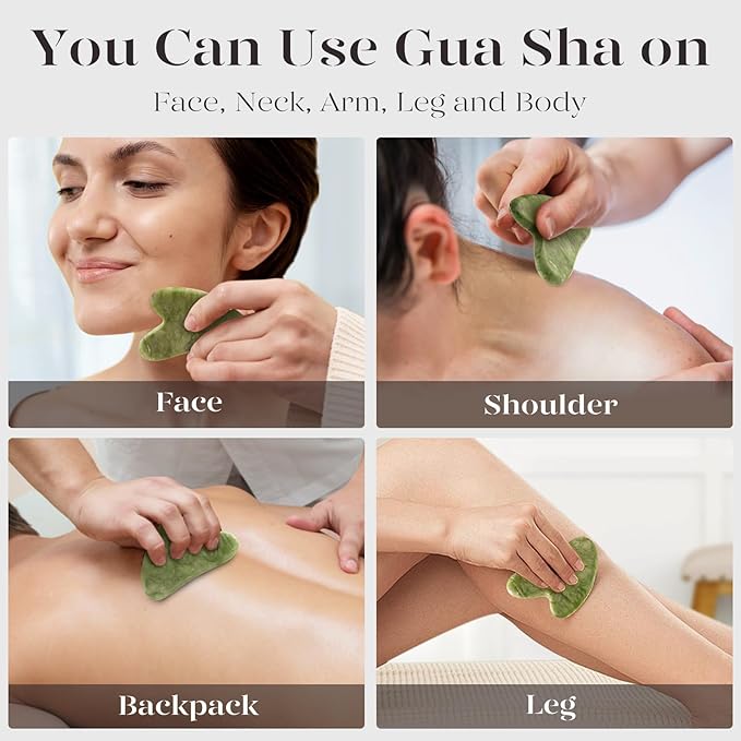BAIMEI IcyMe Gua Sha Facial Tools Face Massager for Skin Care, Relaxation and Reduce Wrinkles Puffiness Skin Care Tools, Self Care Gift for Men Women - Green