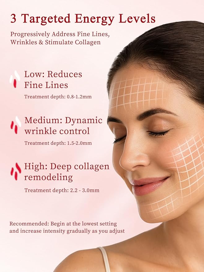 Radio Frequency Skin Tightening Device, Anti-Aging Face Machine for Wrinkle Removal, Lifting & Firming, Wireless Home Beauty Device with 3 Levels, at-Home Skin Renewal