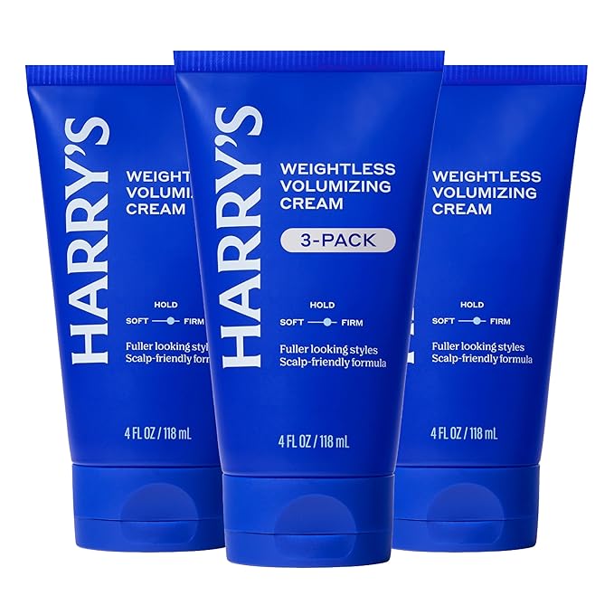 Harry's Weightless Volumizing Cream, Lightweight Hair Styling Cream for Thin or Fine Hair, Natural Finish, 4 Fl Oz, Pack of 3