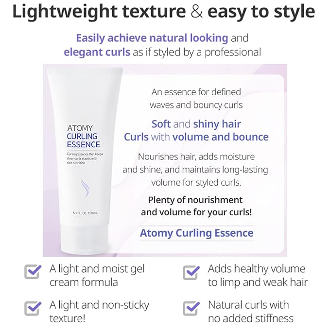 Atomy Hair Curling Essence - Korean Curl Enhancing Serum for Damaged Curly Hair