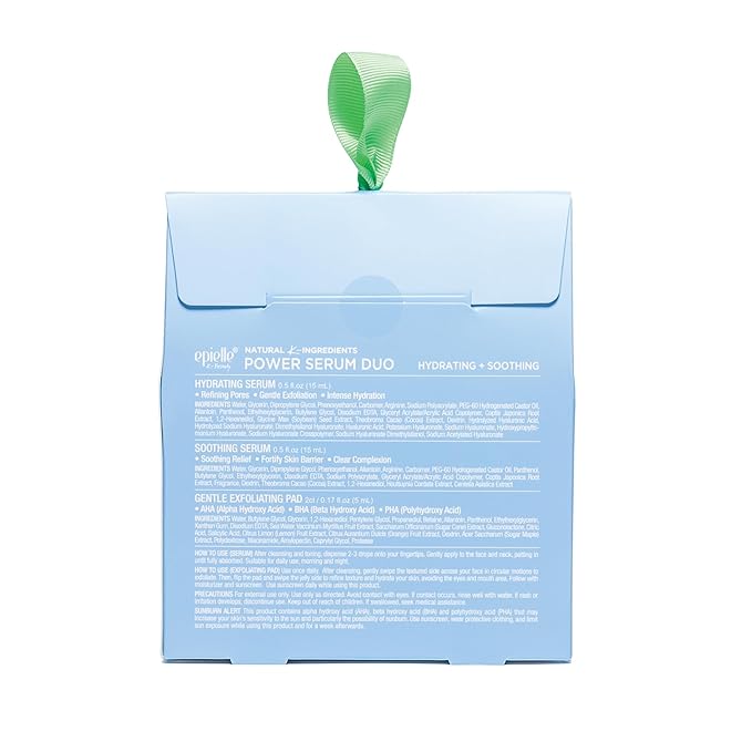 Epielle Power Serum Duo 3 Pack | Hydrating & Soothing Serums & 2 Soothing Toner Pads | Korean Skincare, Spa Gifts for Women