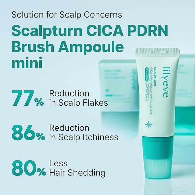 lilyeve SCALPTURN Cica PDRN Scalp Serum with Built-in Brush, PDRN to Strengthen Hair Roots, Itchy Scalp Relief, Dry Scalp Hydration - Korean Hair Care, 1.01 fl. oz.
