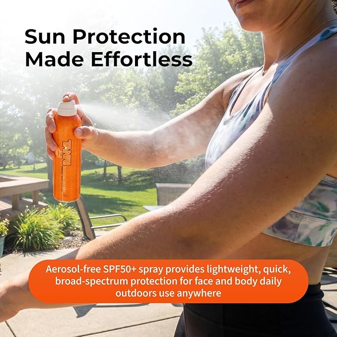 Tanri Sunscreen SPF 50+ Spray for Face & Body | Hawaii 104 Reef Act Compliant | Made in USA | Reef Safe Sunscreen Travel Size | Broad Spectrum UVA/UVB | Hydrating, Water Resistant | 6 fl oz (3-Pack)