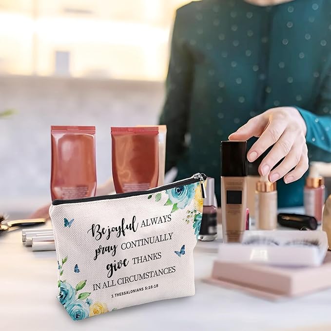 Christian Makeup Bag, Christian Gifts For Women, Bible Verse Makeup Pouch, Travel Toiletry Bag With Zipper, Birthday Gifts For Mom, Travel Toiletry Bag