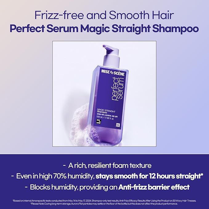 Mise En Scene Perfect Magic Straigth Serum Hair Care Set | Travel Size Hair Products for Frizzy and Dry | Mini Hair Oil for Heat Protection | Flyaway Control | Gift set for women (3 Count)