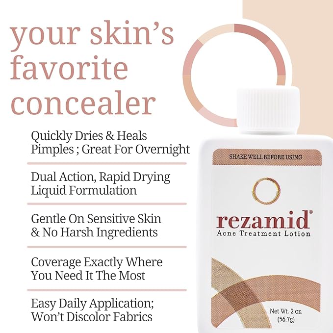 Acne Spot Treatment Lotion For Pimples - Skin Clearing Blemish Concealer For Oily Skin With 5% Sulfur & 2% Resorcinol - Sensitive Skin Makeup - Skin Tone Matching Foundation - 2oz