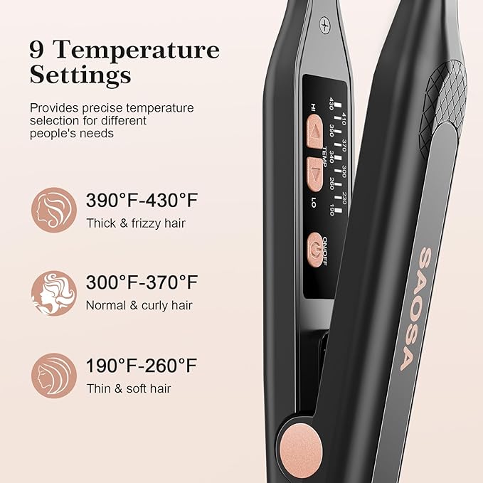 3/10 Inch Pencil Flat Iron for Short Hair - Mini Hair Straightener with Ceramic Plates, Adjustable Temperature, Dual Voltage Mini Flat Iron for Pixie Cut, Bangs & Edges, Auto Shut Off