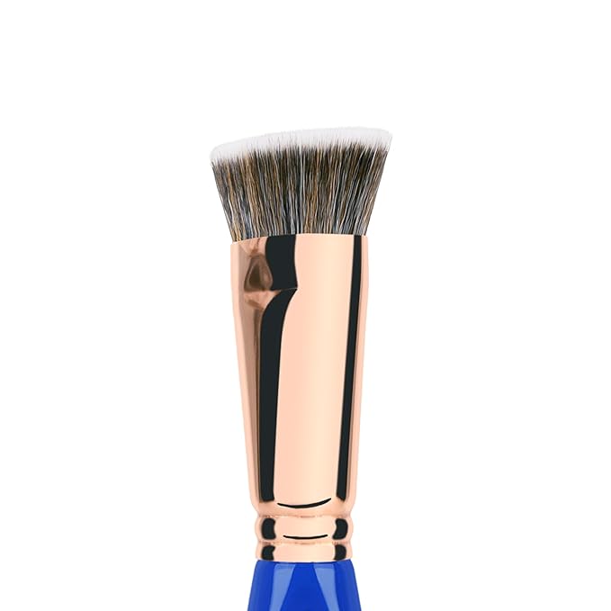 Bdellium Tools Professional Makeup Brush - Golden Triangle 987 Flat Top Face Blending - With All Vegan and Soft Synthetic Fibers, For Buffing Out Makeup (Blue, 1pc)