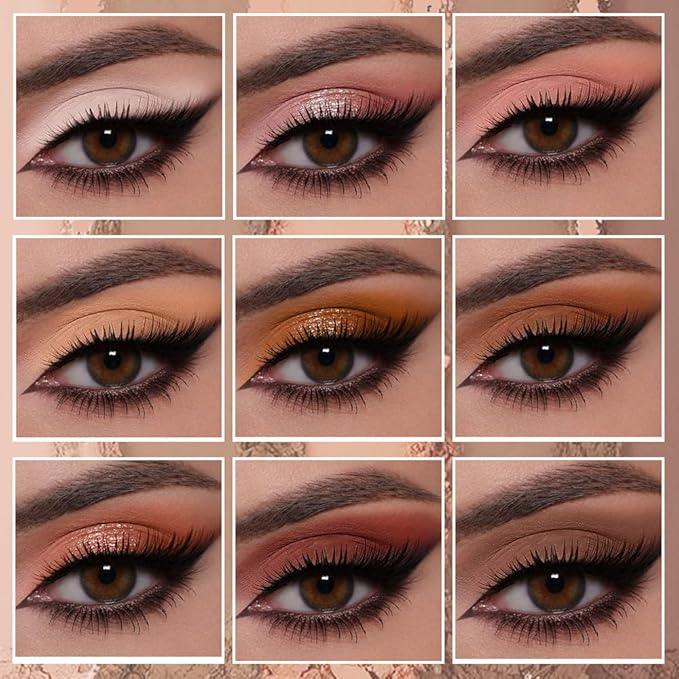 9 Color Neutral Nude Brown Eyeshadow Palette – Matte & Shimmer Warm Copper Bronze Eye Shadow, High Pigment Blendable Long Lasting Natural Daily Smokey Eye Makeup Palette for Brown Green Eyes