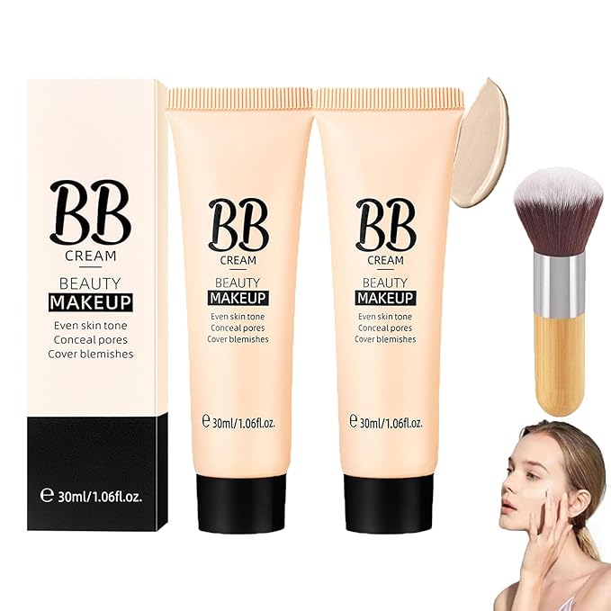 Concealer Hydrating BB Cream, BB Tinted Care Primer With Brush, Color Correcting Creams Beauty Makeup Full-Coverage Foundation & Concealer, Lightweight Fit Face Skin (#210 Medium, 1.06 oz)