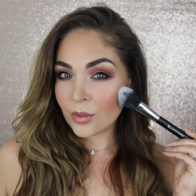 Contour Highlighter Makeup Brush Set – Beauty Junkees 5pc Brushes Kit with Blender Sponge for Full Face Contouring Sculpting Highlighting with Powder Cream Cosmetics, Soft Synthetic Vegan