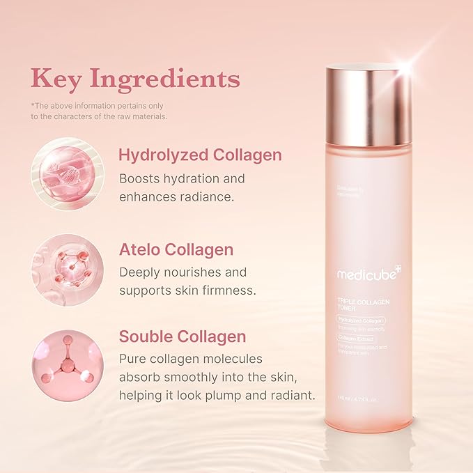 medicube Triple Collagen Prep and Glow Duo: Triple Collagen Cream and Triple Collagen Toner | Hyaluronic Acid, Premium Elastin for Boosting Skin's Moisture Barrier | Korean Skincare