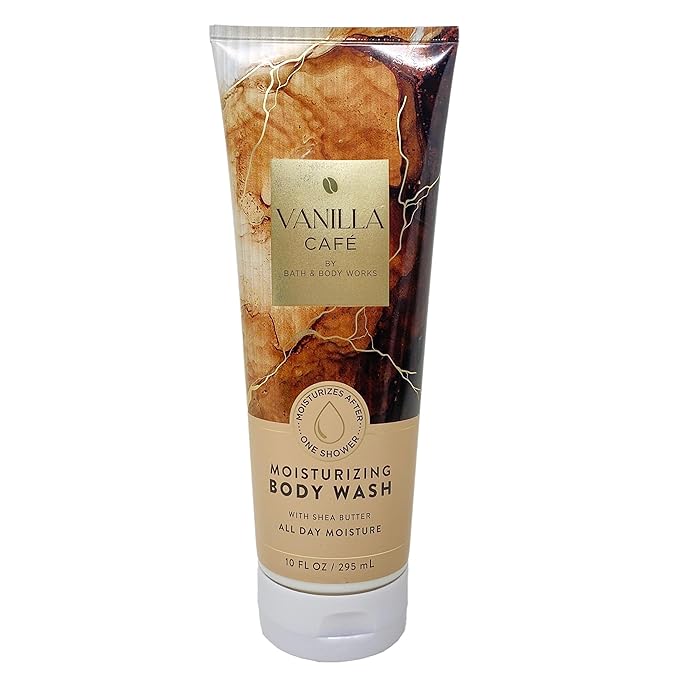 Bath & Body Works Vanilla Café 2 Pack Moisturizing Body Wash Bundle with a Creamy Rose Bar Soap - Full Size
