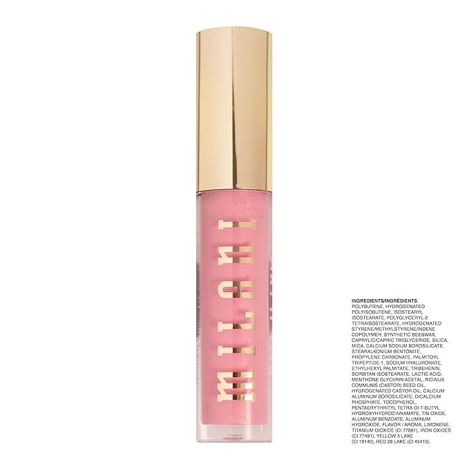 Milani Lip Gloss, Keep It Full Nourishing Lip Plumper with Hyaluronic Acid & Peptides for Soft, Fuller-Looking Lips (0.13 Fl. Oz.) Sparkling Pink