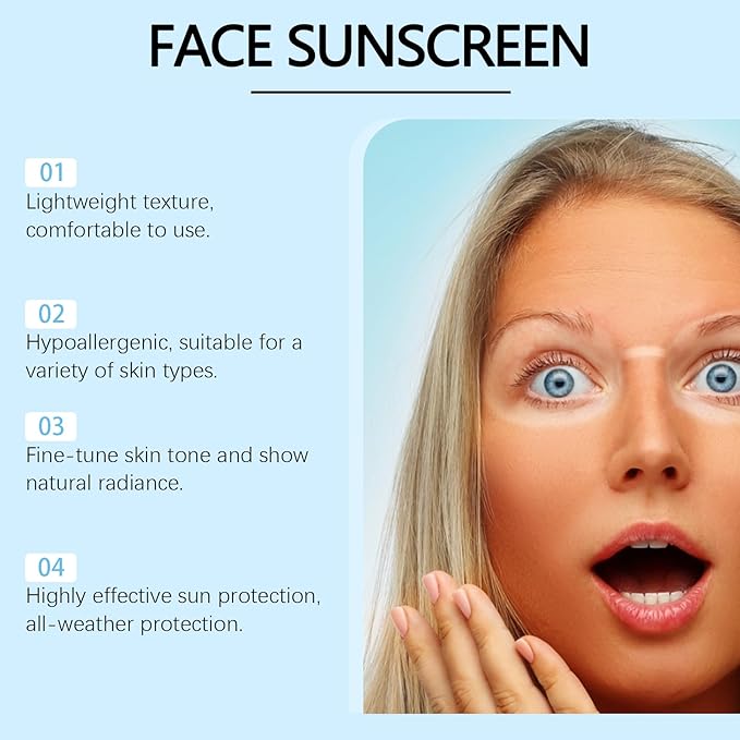 Sunscreen SPF 50, SPF 50+ Moisturizer Sun Screen, Lightweight under Makeup, Travel Essentials, Summer Essentials, Skin Care, Sunscreen for Face & Body