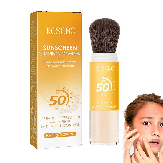 Powder sunscreen for face， SPF 50 Brush Sunscreen Powder for Face & Scalp,Lasting Lightweight Breathable, for All Skin (1PCS)