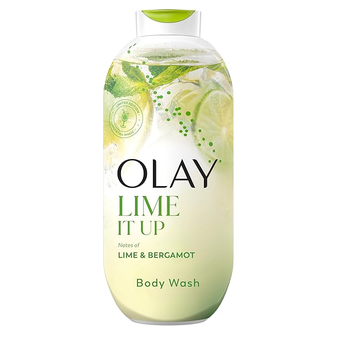 Olay Body Wash for Women, 24/7 Skin-Loving Freshness, Miami Mocktails, Plant Based Cleansers, Vitamin B3 & Antioxidant Blend, For All Skin Types, Lime It Up with Lime & Bergamot Scent, 22 fl oz