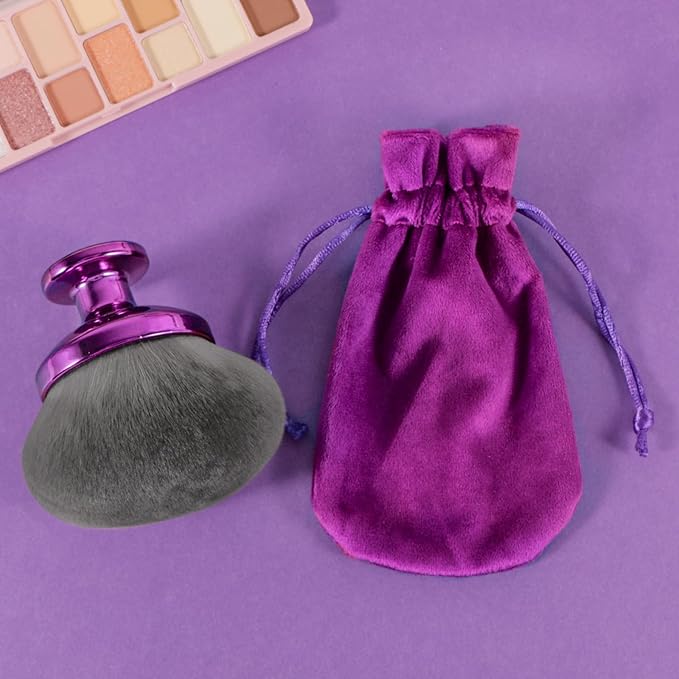 Blend & Blur Extra Large Body Makeup Brush for Self Tanner,Leg Makeup & Bronzer Self Tan Applicator, 90mm Wide Round Head Kabuki Brush For Application with Drawstring Velvet Bag (Purple)